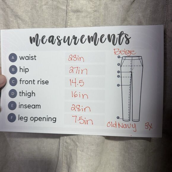 Old Navy High Rise Linen Taper Pants Women’s Size 3X Beige Flax Linen Blend - Picture 9 of 9